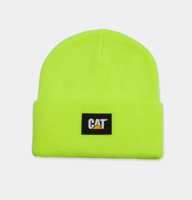 CAT Label Cuff Beanie Hi Vis Yellow