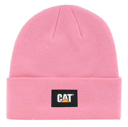 CAT Label Cuff Beanie Pink