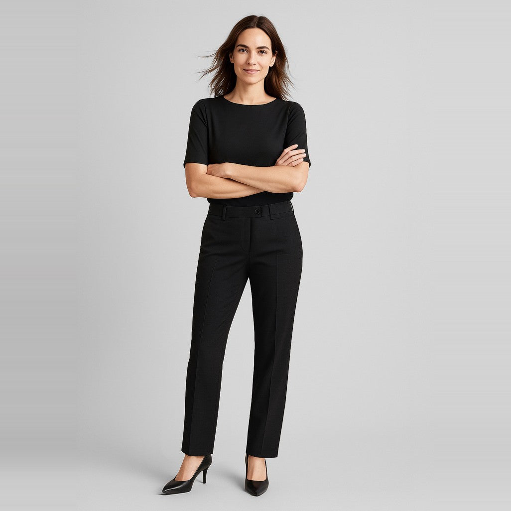 Biz Corporates Comfort Wool Stretch Womens Relaxed Pant 14011, worn by model