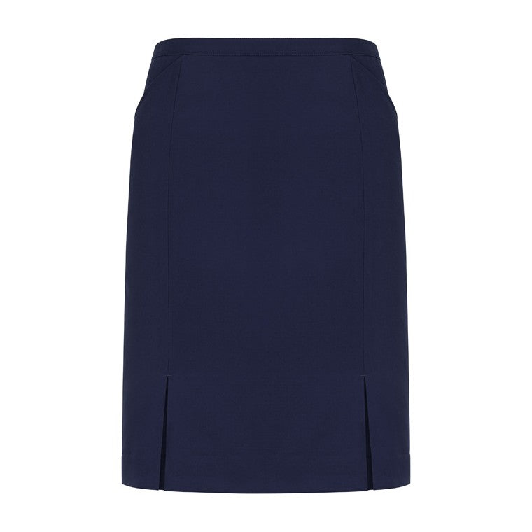Biz Corporates Siena Womens Front Pleat Detail Straight Skirt 20720 in Marine