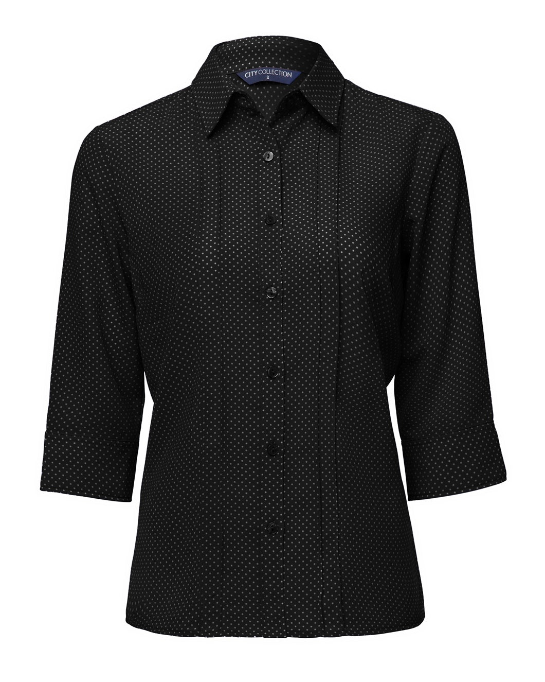 City Collection Stretch Spot 3/4 Sleeve Shirt