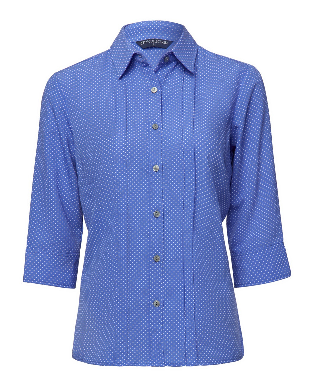 City Collection Stretch Spot 3/4 Sleeve Shirt