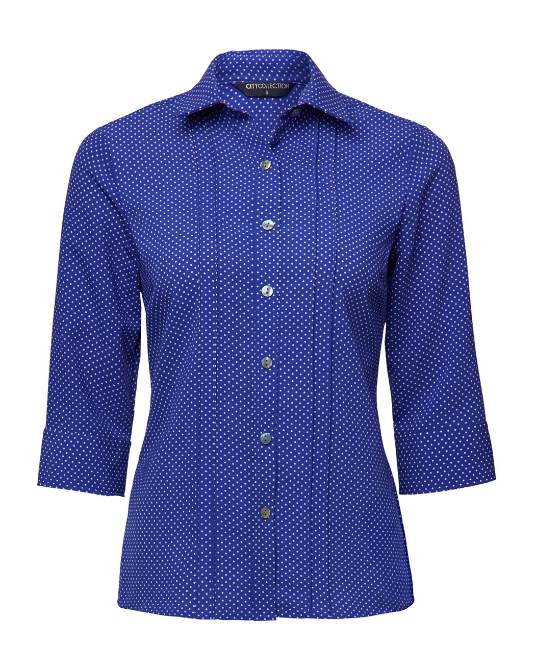 City Collection Stretch Spot 3/4 Sleeve Shirt