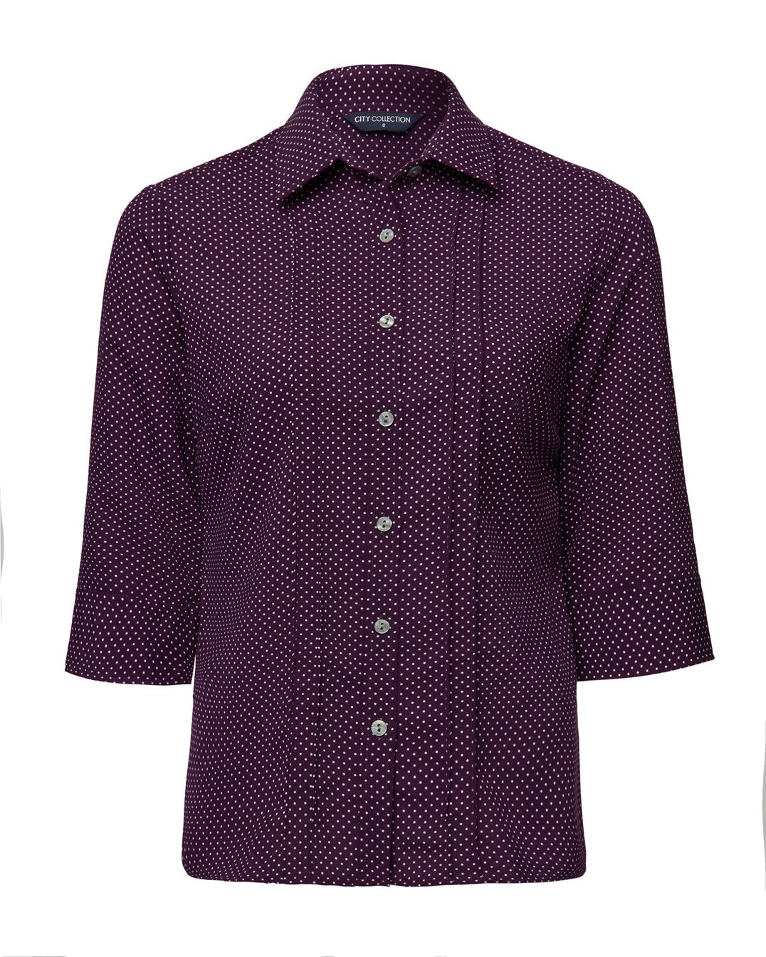 City Collection Stretch Spot 3/4 Sleeve Shirt
