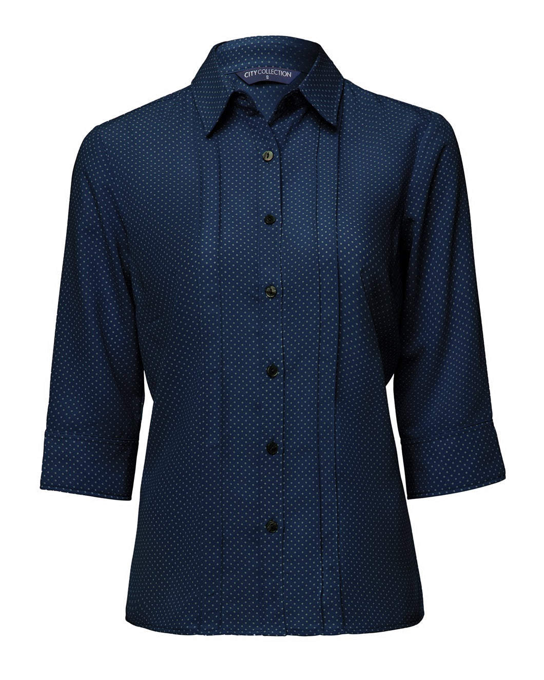 City Collection Stretch Spot 3/4 Sleeve Shirt