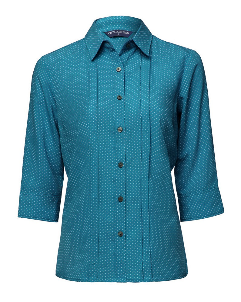 City Collection Stretch Spot 3/4 Sleeve Shirt