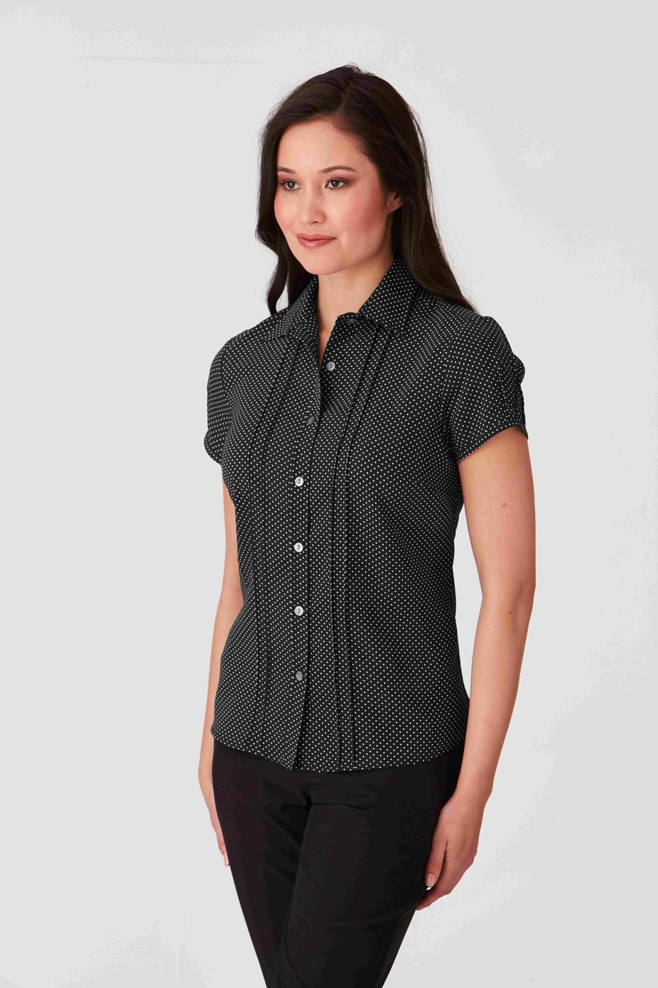 City Collection Stretch Spot Short Sleeve Shirt