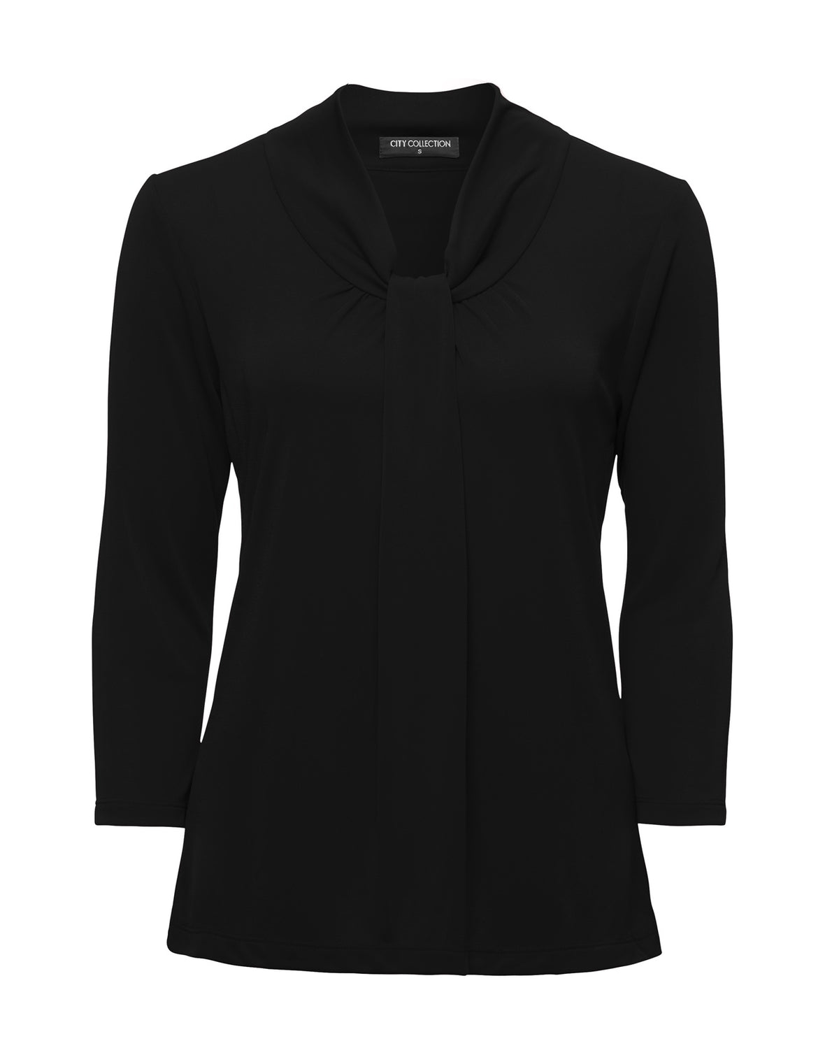 City Collection Pippa Knit 3/4 Sleeve Women's Top 2221 in Black