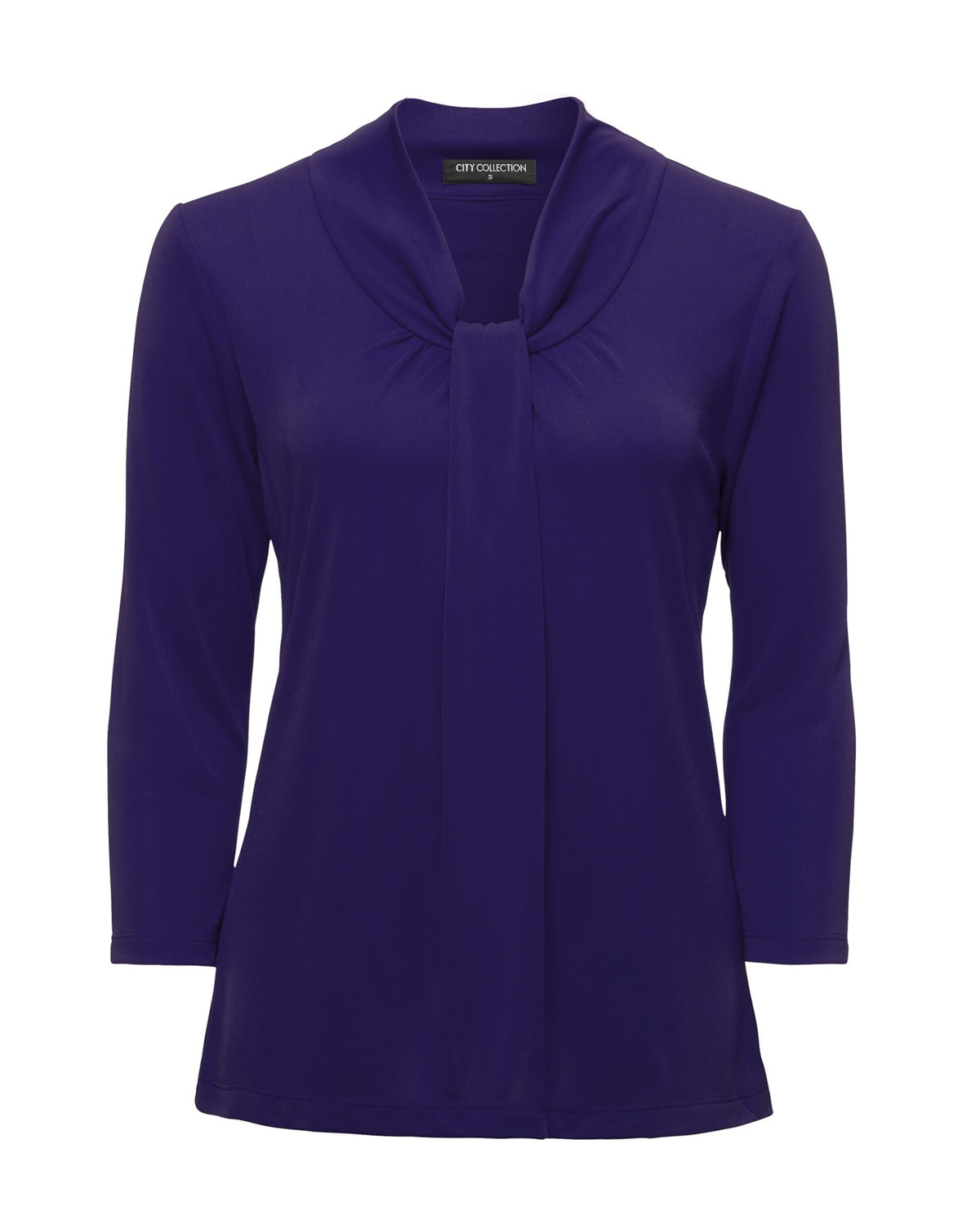 City Collection Pippa Knit 3/4 Sleeve Women's Top 2221 in Dark Lilac