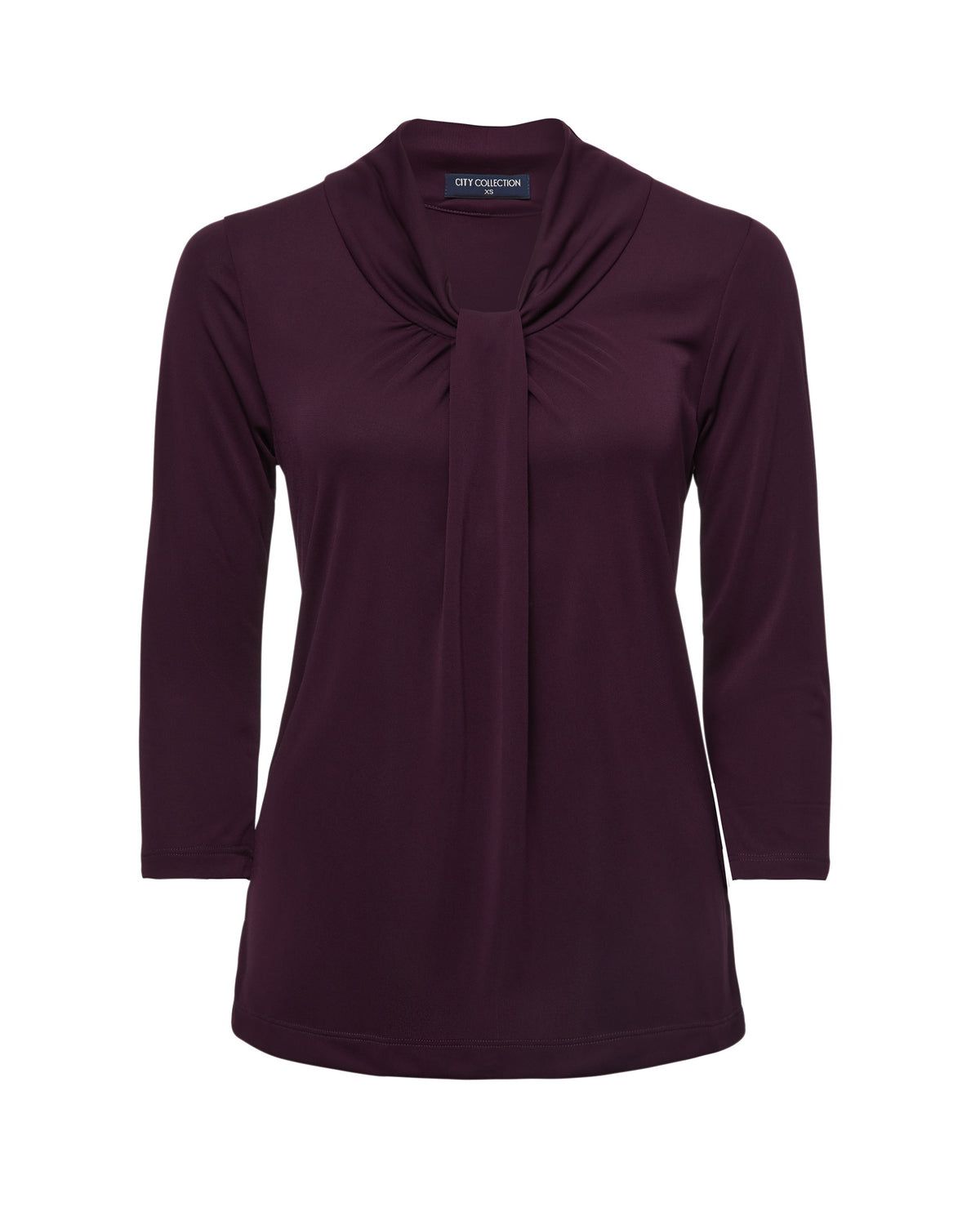 City Collection Pippa Knit 3/4 Sleeve Women's Top 2221 in Grape