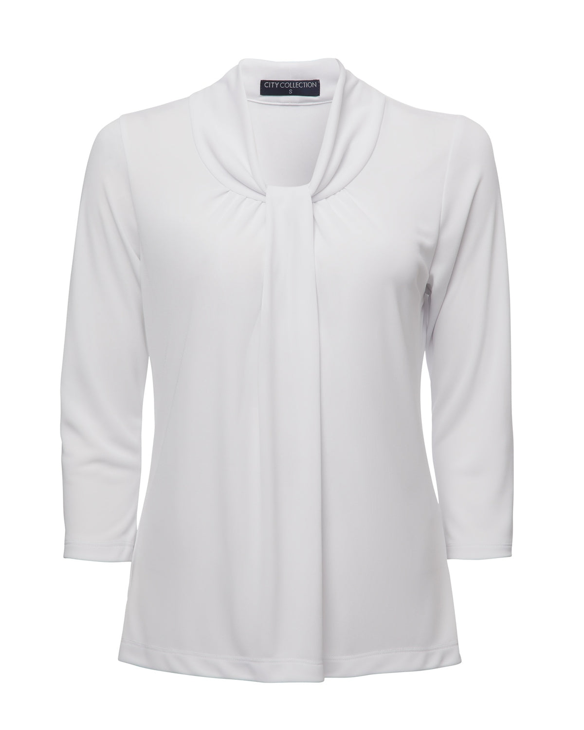 City Collection Pippa Knit 3/4 Sleeve Women's Top 2221 in White