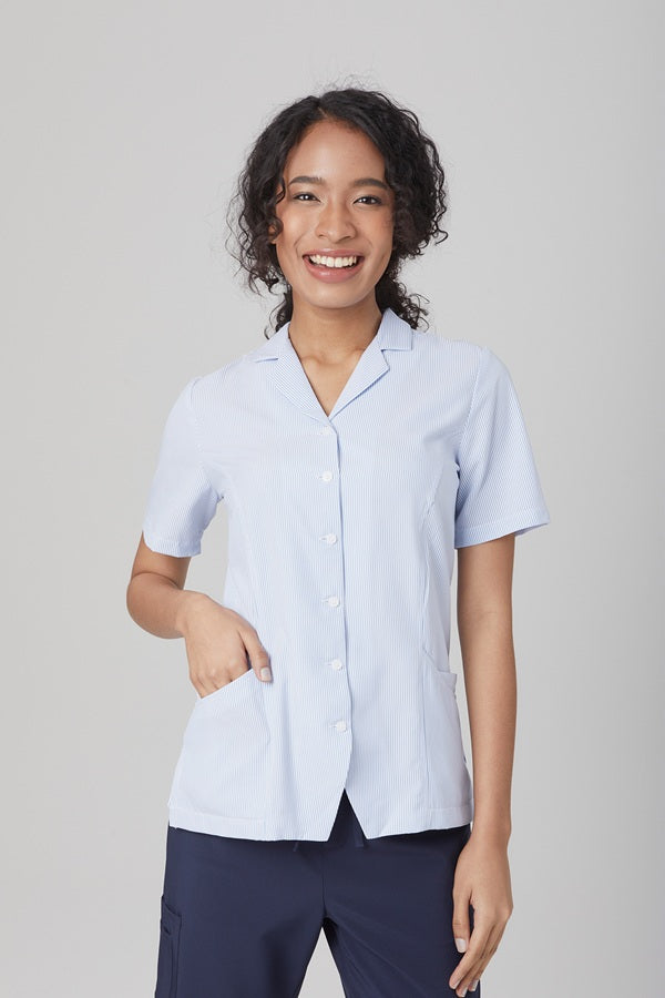City Collection Ezylin Dual Pocket Stripe Short Sleeve Shirt
