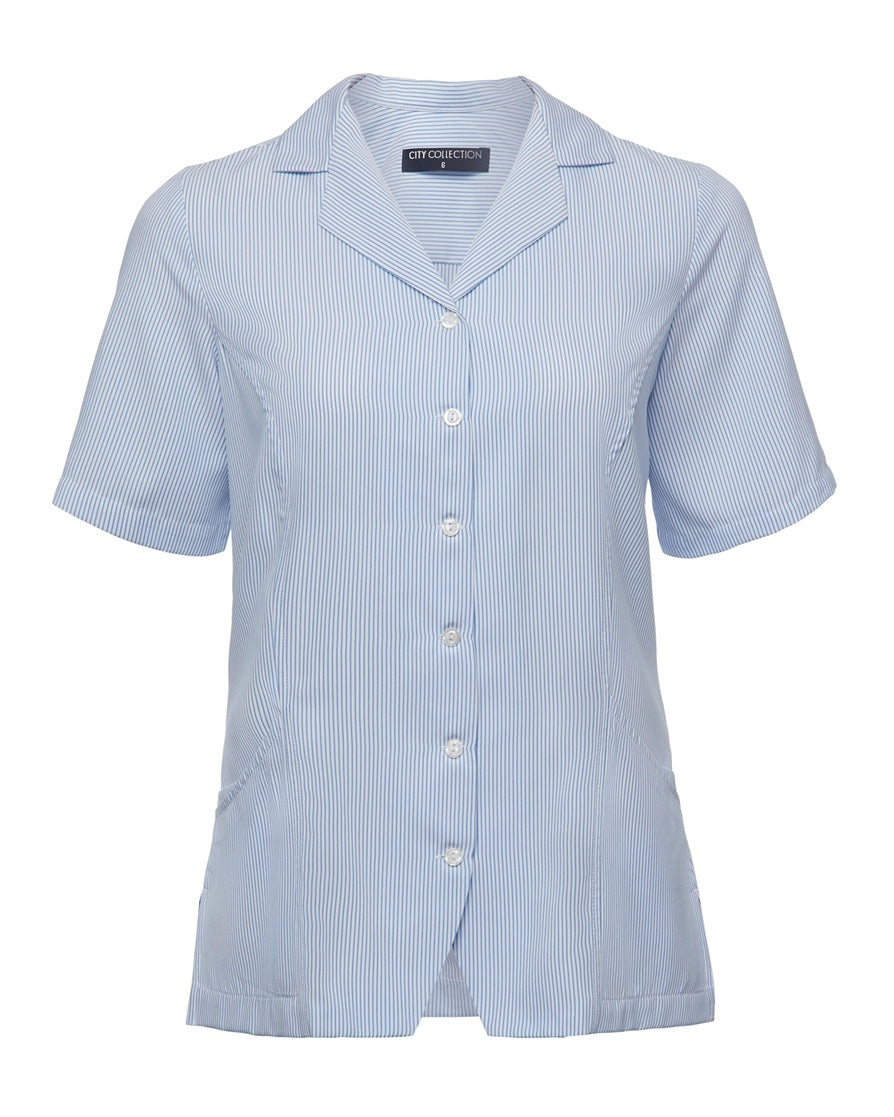 City Collection Ezylin Dual Pocket Stripe Short Sleeve Shirt