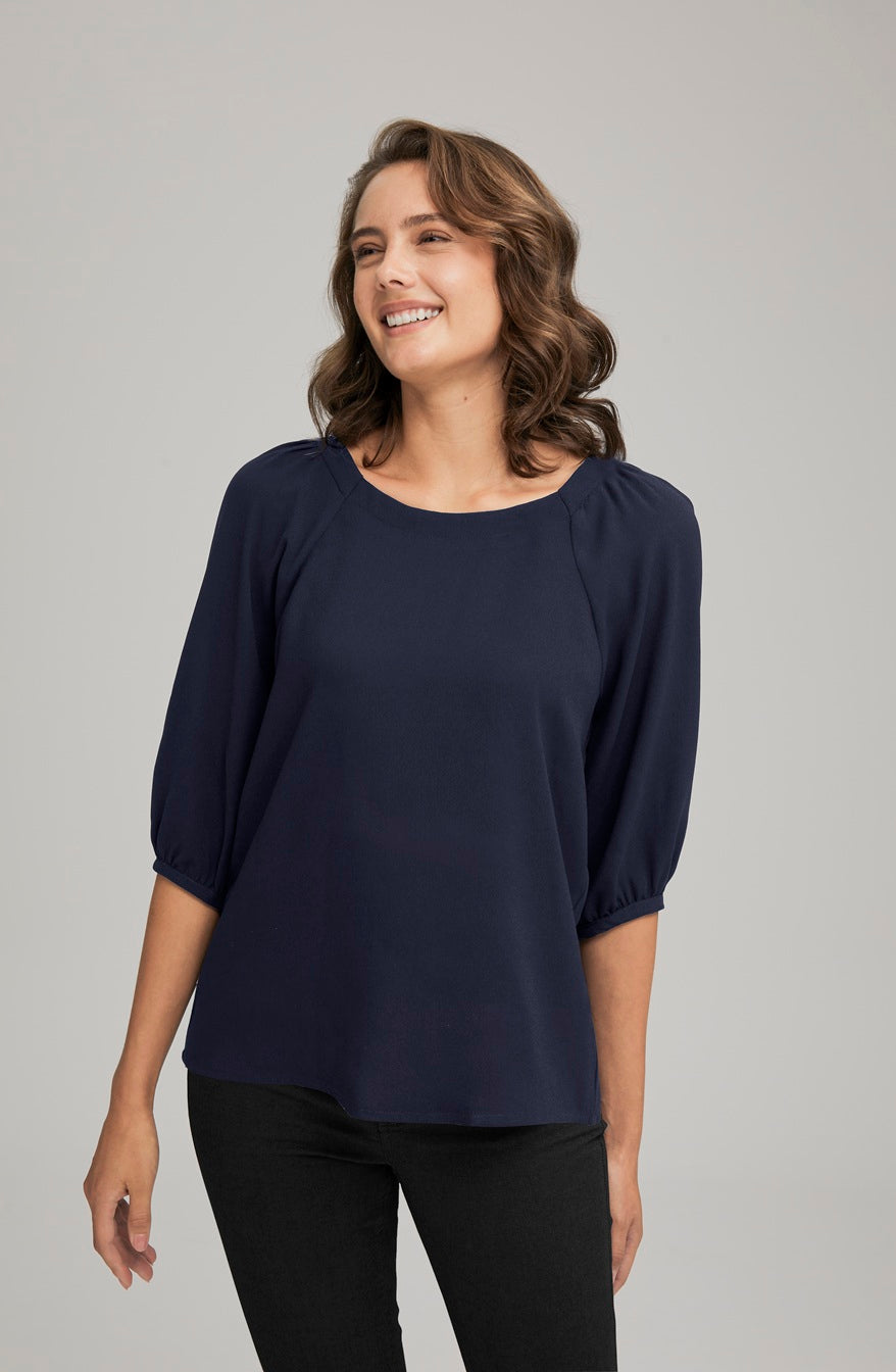 City Collection Marilyn Half Sleeve Women's Top 2271 in Navy, worn by model