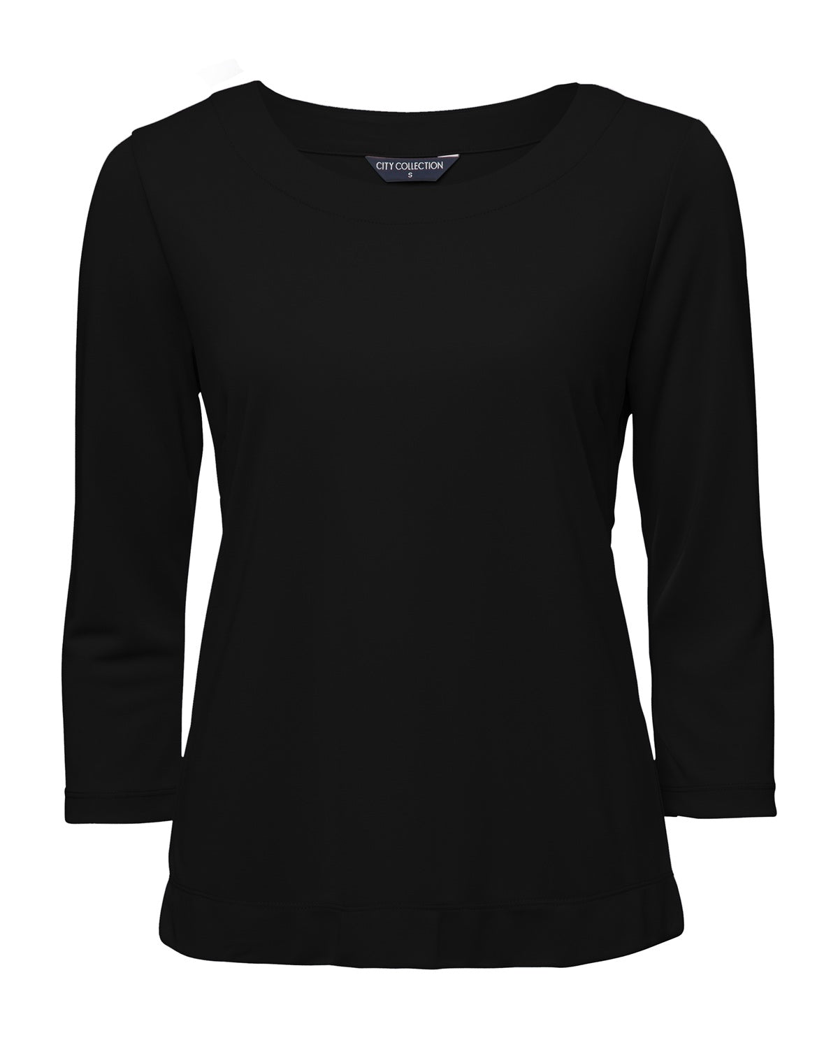 City Collection Smart Knit 3/4 Sleeve Women's Top 2290 in Black