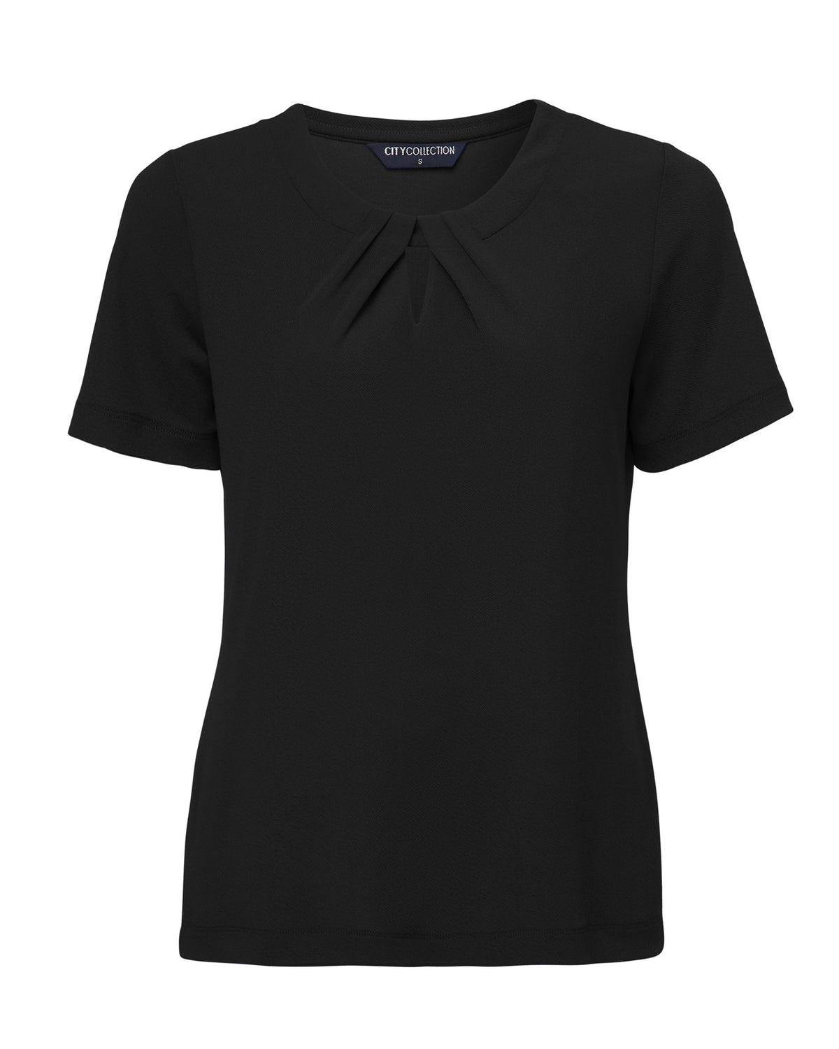 City Collection Keyhole Knit Short Sleeve Women's Top 2295 in Black