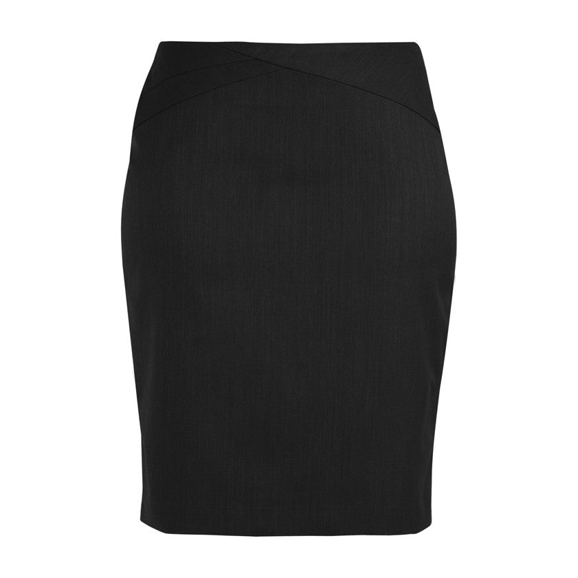 Biz Corporates Comfort Wool Stretch Womens Chevron Band Skirt 24014, worn by model