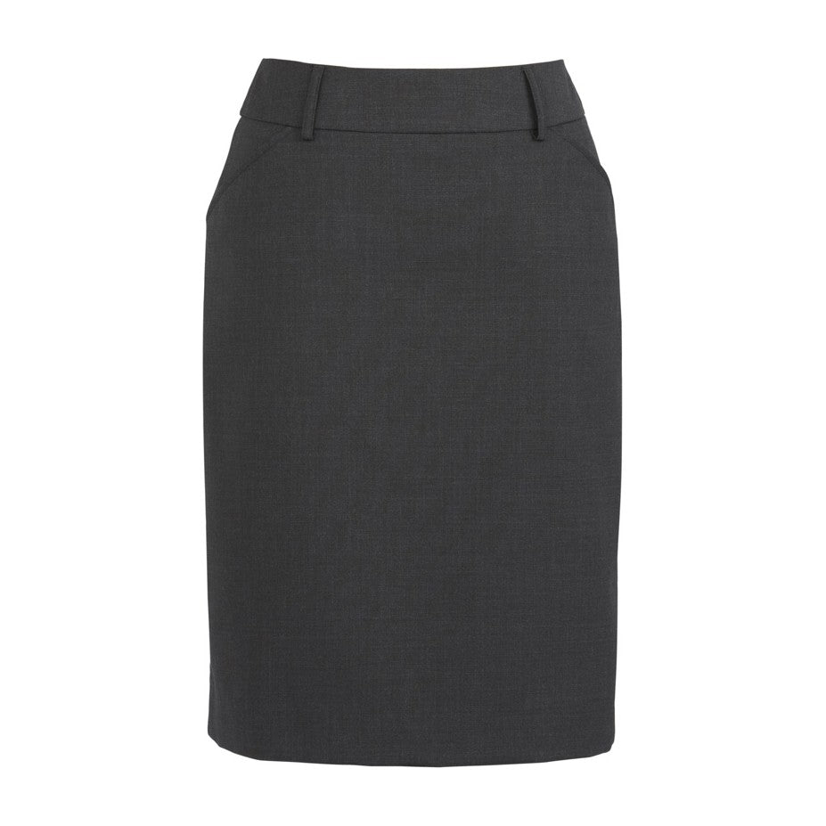 Biz Corporates Comfort Wool Stretch Womens Multi-Pleat Skirt 24015 in Charcoal