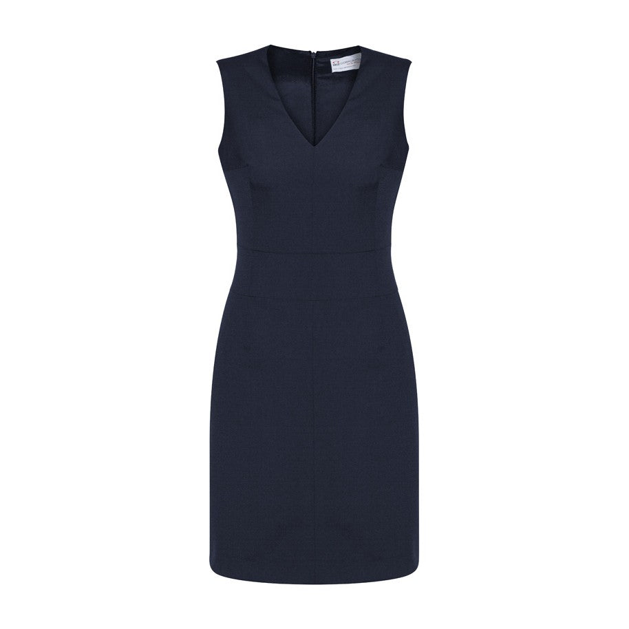 Biz Corporates Cool Stretch Womens Sleeveless V-Neck Dress 30121 in Navy
