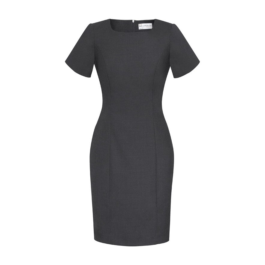 Biz Corporates Comfort Wool Stretch Womens Short Sleeve Shift Dress 34012 in Charcoal
