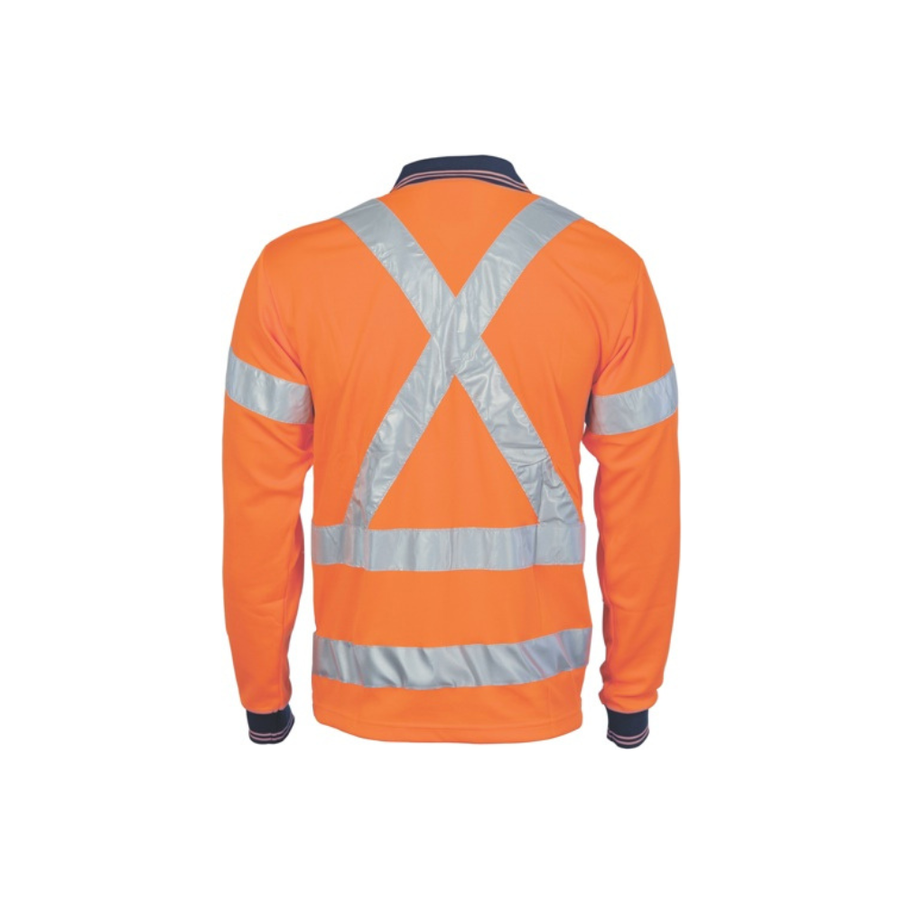 DNC Hi Vis D/N Cool Breathe Polo Long Sleeve Shirt with Cross Back Reflective Tape 3714