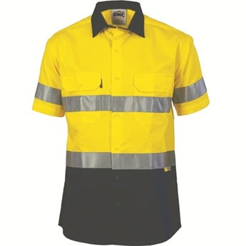 DNC Hi Vis Two Tone Drill Shirt with 3M 8906 Reflective Tape Short Sleeve 3833