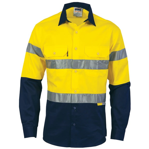 DNC Hi Vis Two Tone Drill Shirt with 3M 8910 Reflective Tape Long Sleeve 3836