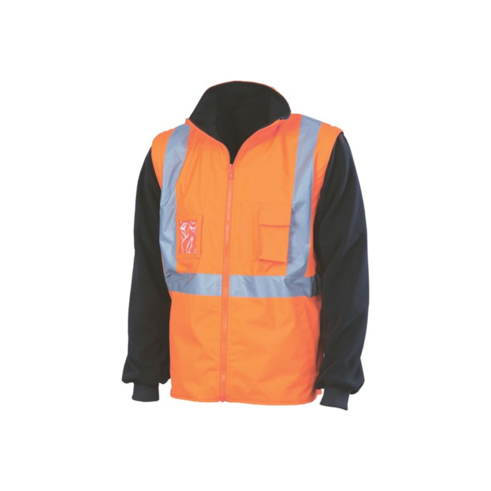 DNC Hi Vis "4 in 1" Zip of Sleeve Reversible Vest X-Back 3990
