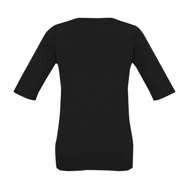 Biz Corporates Camille Womens Short Sleeve T-Top 44113 in Black, view 2