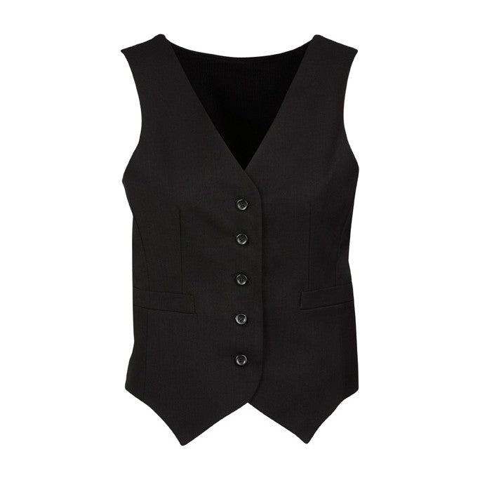 Biz Corporates Cool Stretch Womens Peaked Vest with Knitted Back 50111 in Black