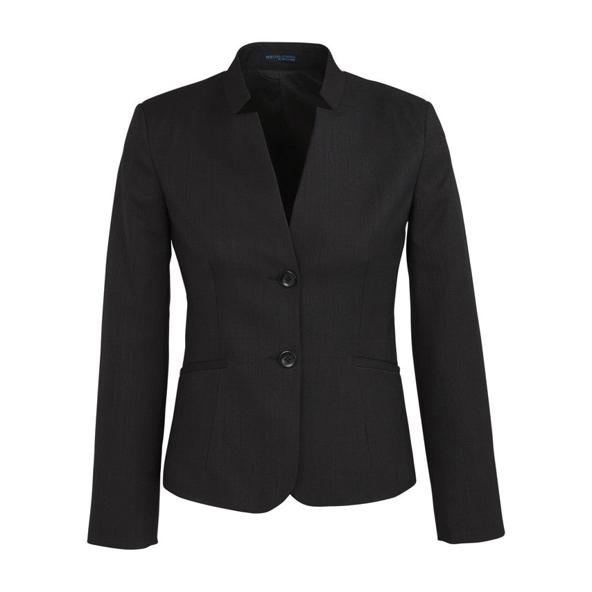 Biz Corporates Cool Stretch Womens Short Jacket with Reverse Lapel 60113 in Black