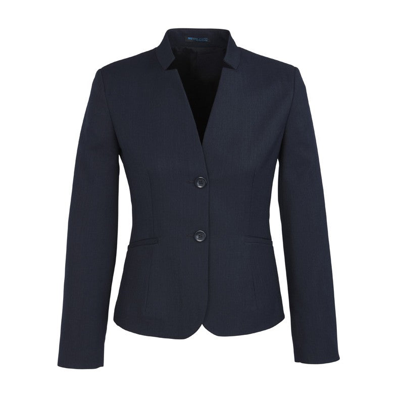 Biz Corporates Cool Stretch Womens Short Jacket with Reverse Lapel 60113 in Navy