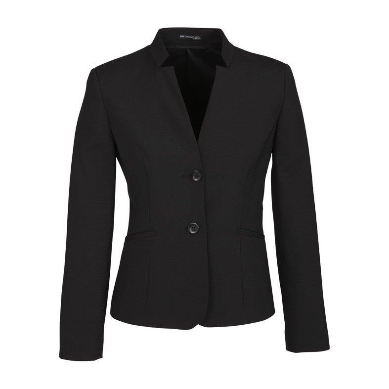 Biz Corporates Comfort Wool Stretch Womens Short Jacket with Reverse Lapel 64013 in Black