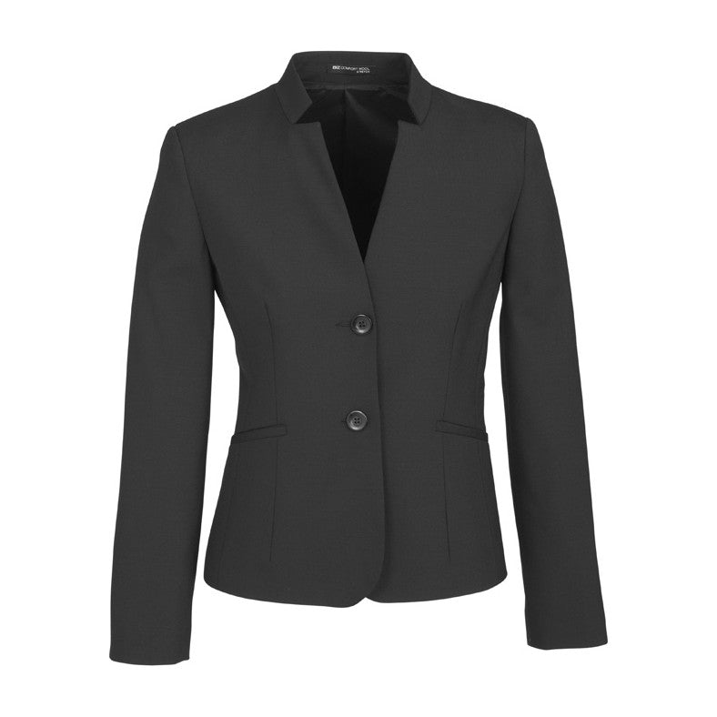 Biz Corporates Comfort Wool Stretch Womens Short Jacket with Reverse Lapel 64013 in Charcoal