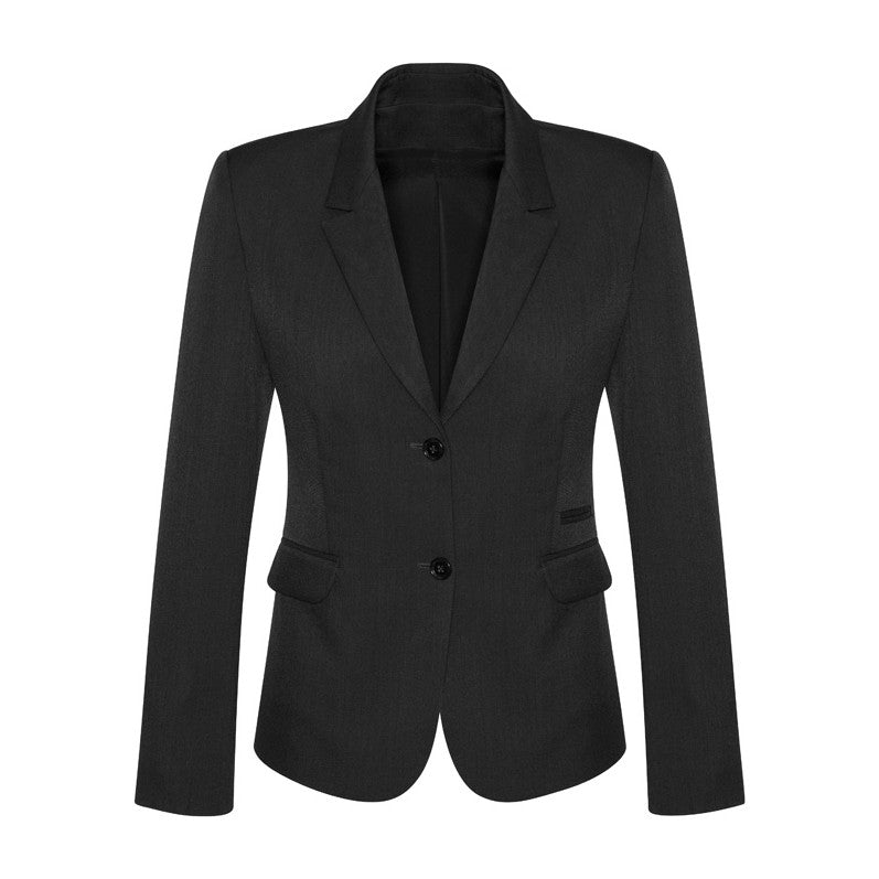 Biz Corporates Comfort Wool Stretch Womens 2 Button Mid Length Jacket 64019 in Black