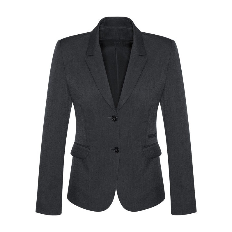 Biz Corporates Comfort Wool Stretch Womens 2 Button Mid Length Jacket 64019 in Charcoal