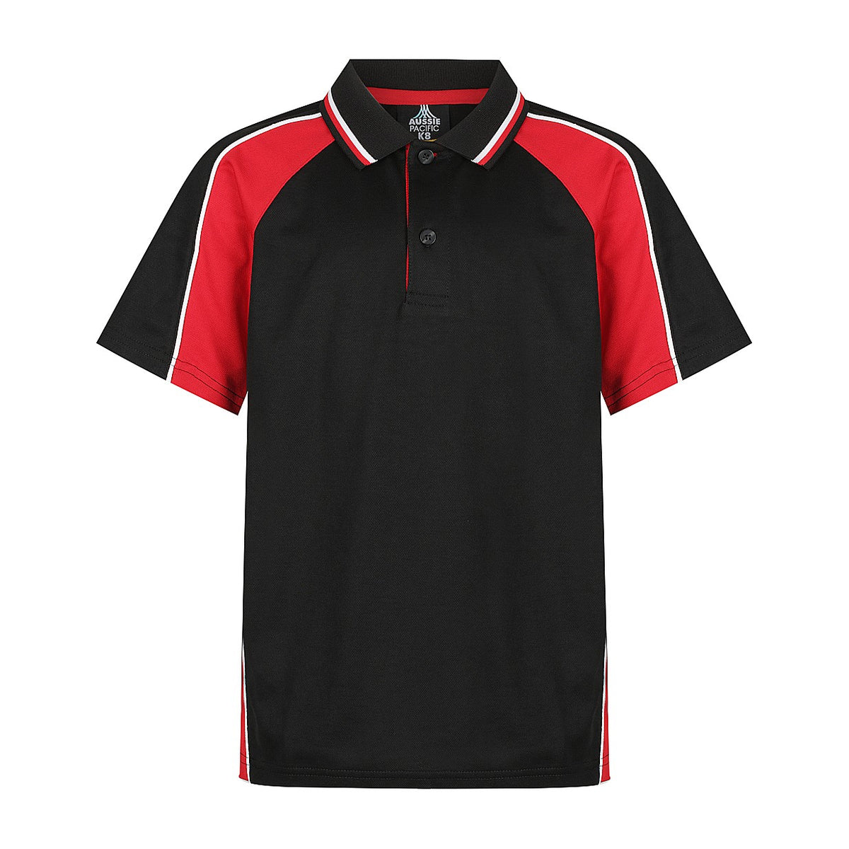 Aussie Pacific Panorama Kids Polo 3309 in Black/Red/White