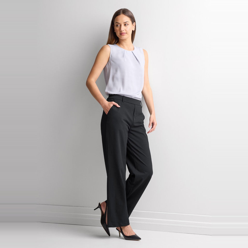 Biz Soft Stretch Womens Pant BB2606L in Black, worn by model, view 2