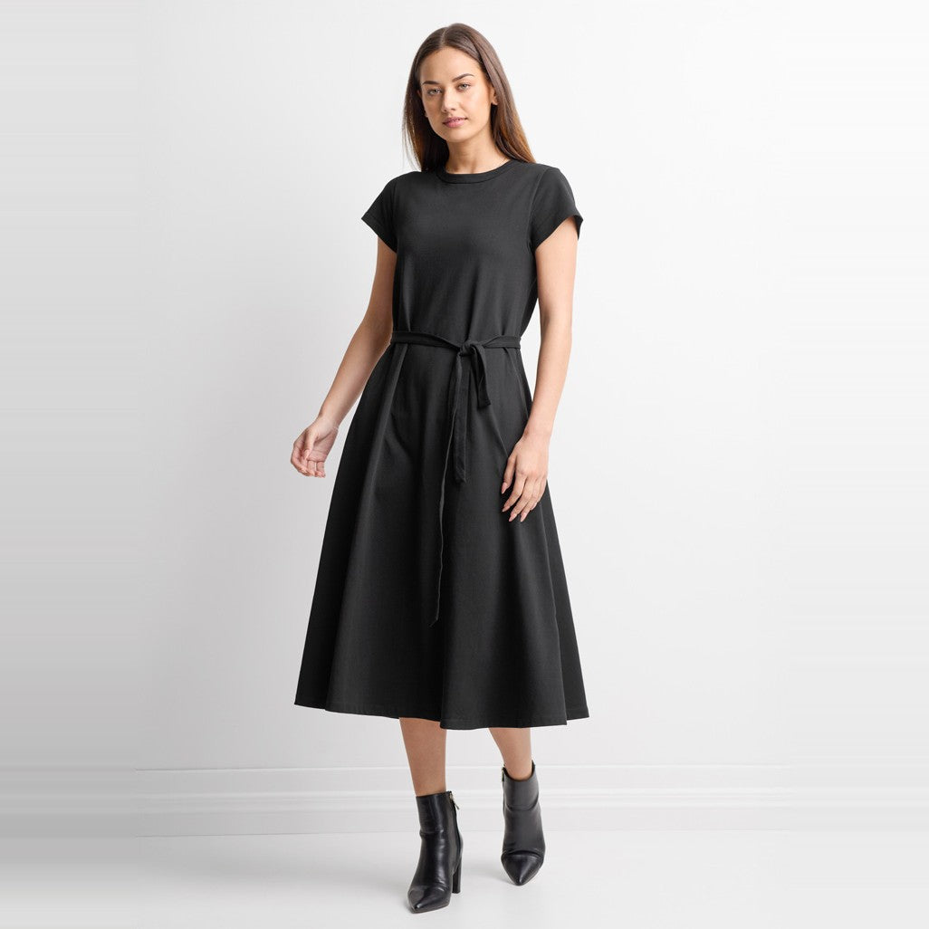 Biz Grace Womens T-Shirt Midi Dress BBS2605L in Black, worn by model
