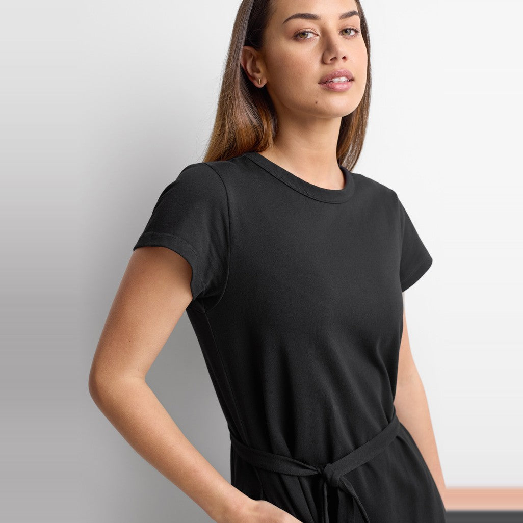 Biz Grace Womens T-Shirt Midi Dress BBS2605L in Black, worn by model, view 4