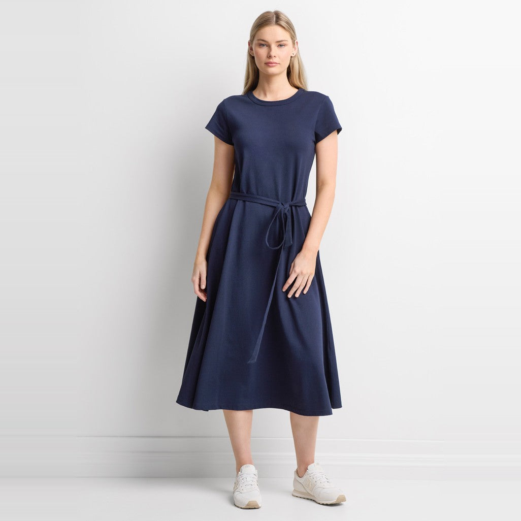 Biz Grace Womens T-Shirt Midi Dress BBS2605L in Navy, worn by model