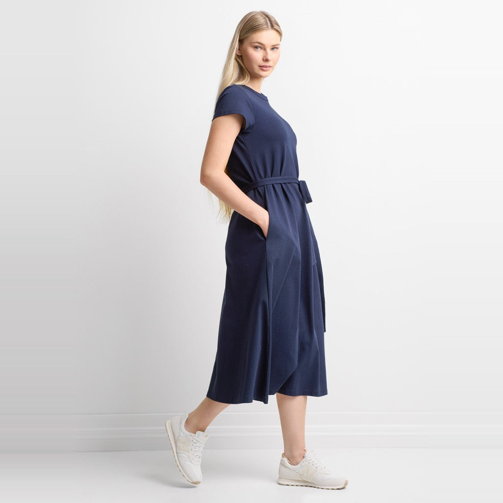 Biz Grace Womens T-Shirt Midi Dress BBS2605L in Navy, worn by model, view 2