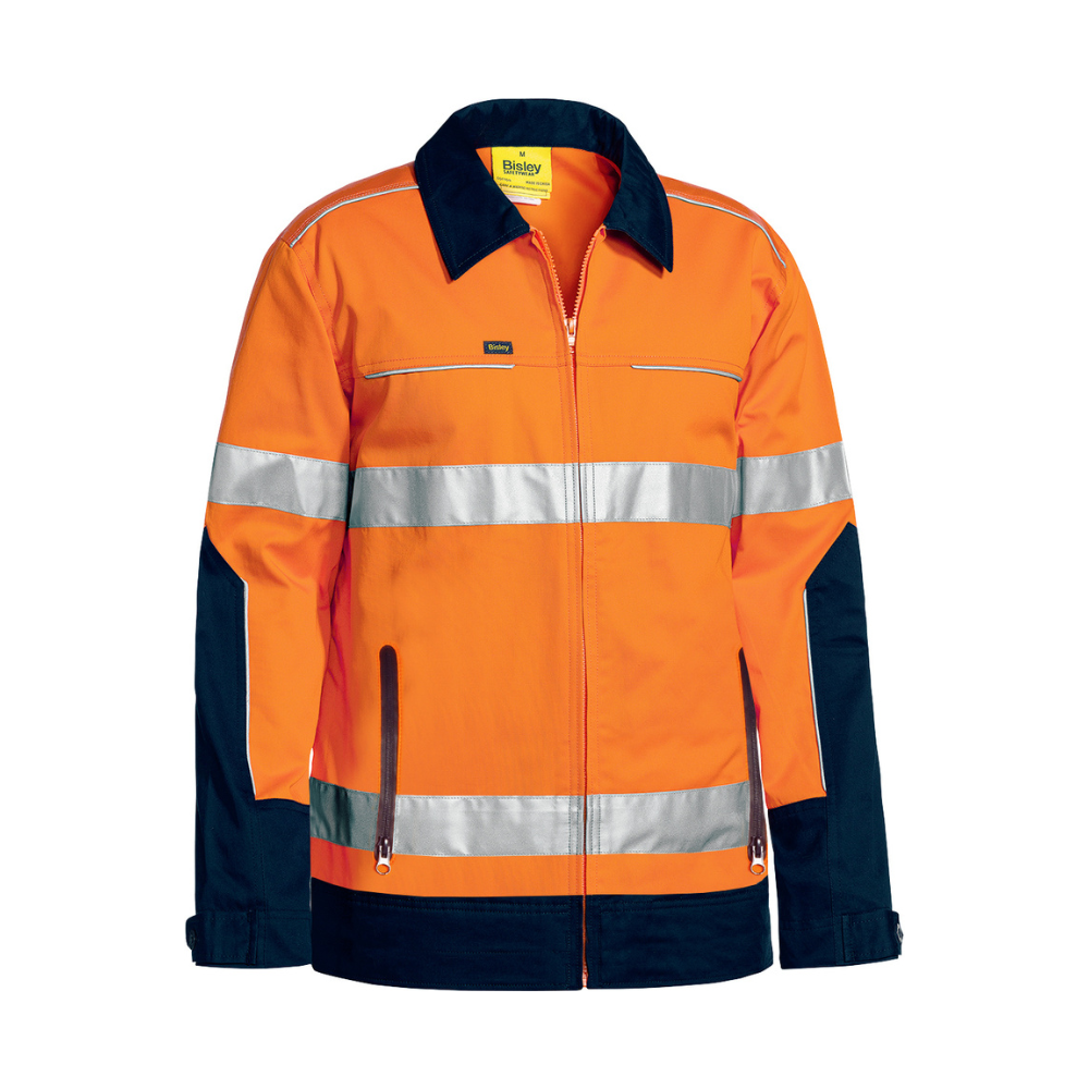 Bisley Unisex Taped Hi Vis Drill Jacket with Liquid Repellent Finish BJ6917T
