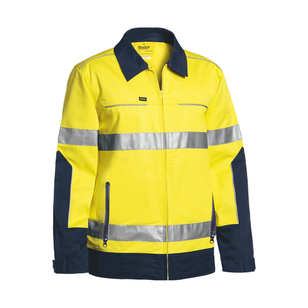 Bisley Unisex Taped Hi Vis Drill Jacket with Liquid Repellent Finish BJ6917T