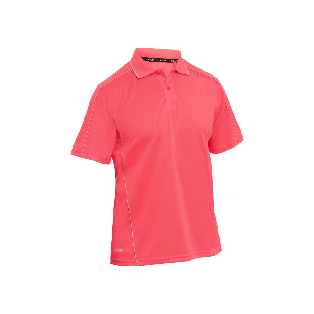Bisley Mens Cool Mesh Short Sleeve Polo with Reflective Piping BK1425