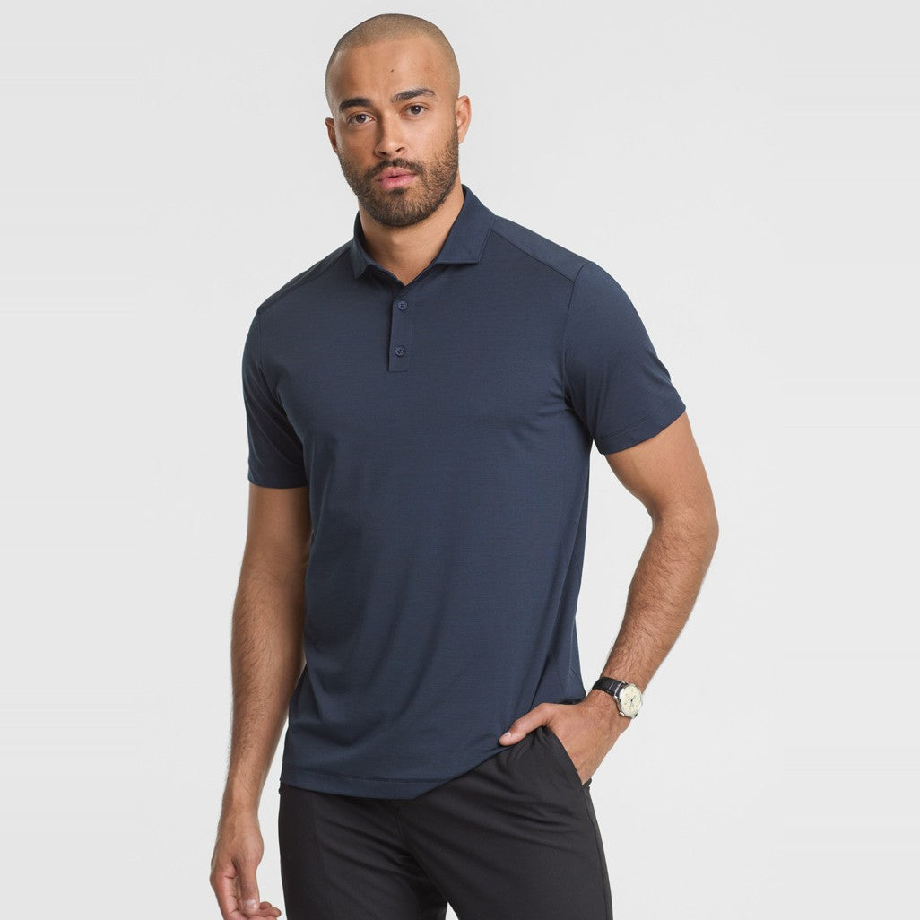 Biz Phoenix Mens Short Sleeve Polo BP2610MS in Navy, worn by model, view 2