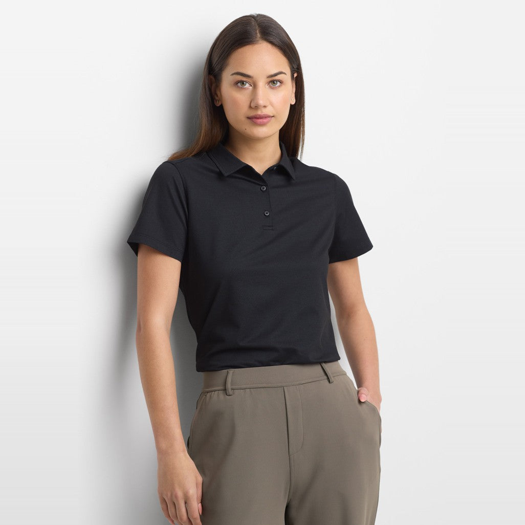 Biz Venture Womens Short Sleeve Polo BP2616LS, worn by model