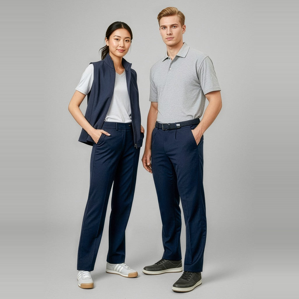 Biz Detroit Womens Pant BS610L in Navy, worn by model, view 2