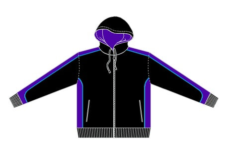 Be Seen Zip Hoodies Black/Purple/Turquiose