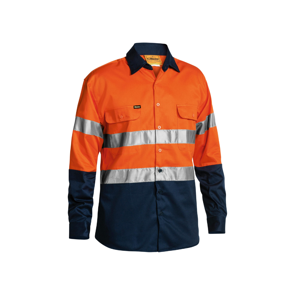 Bisley Mens Taped Hi Vis Drill Long Sleeve Shirt BT6456